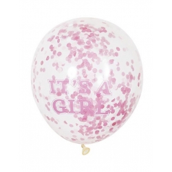 Helium Ballonnen "Bedrukt"; "It's a Girl", Confetti